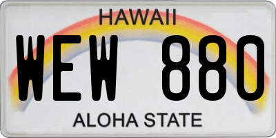 HI license plate WEW880