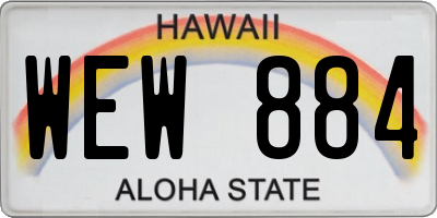 HI license plate WEW884
