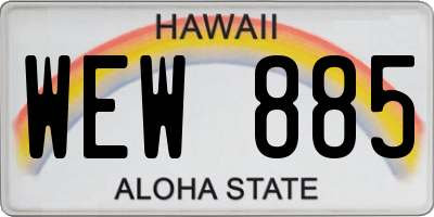 HI license plate WEW885