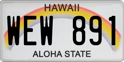 HI license plate WEW891