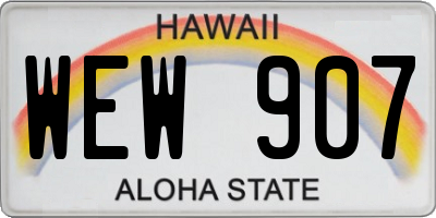 HI license plate WEW907