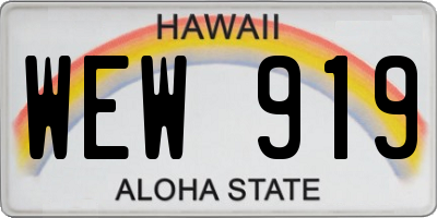 HI license plate WEW919