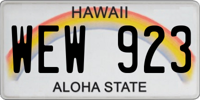 HI license plate WEW923