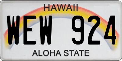 HI license plate WEW924