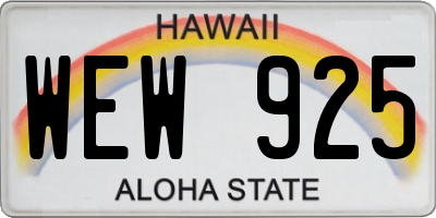 HI license plate WEW925