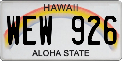HI license plate WEW926