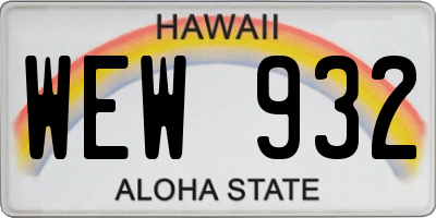 HI license plate WEW932