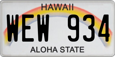 HI license plate WEW934