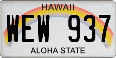 HI license plate WEW937