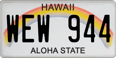 HI license plate WEW944