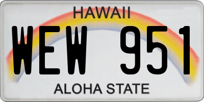 HI license plate WEW951