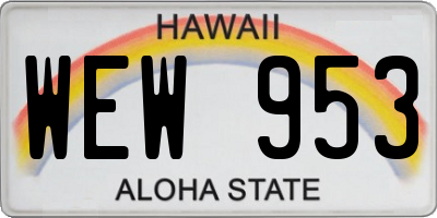 HI license plate WEW953