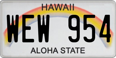 HI license plate WEW954