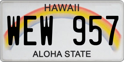 HI license plate WEW957