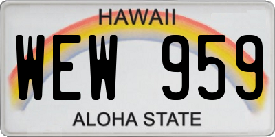HI license plate WEW959