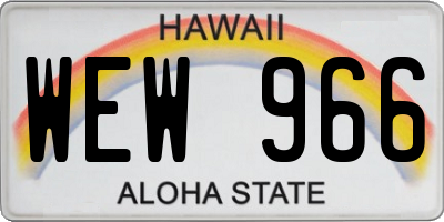 HI license plate WEW966