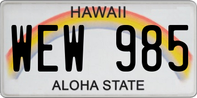HI license plate WEW985