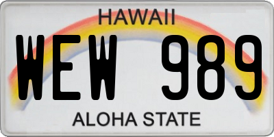 HI license plate WEW989