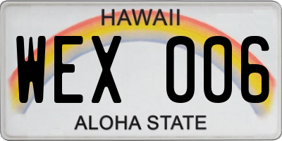 HI license plate WEX006