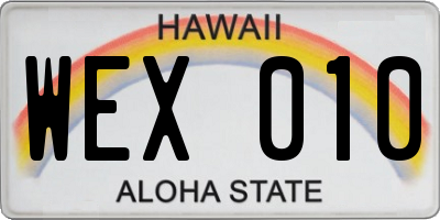 HI license plate WEX010