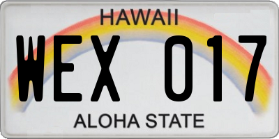 HI license plate WEX017