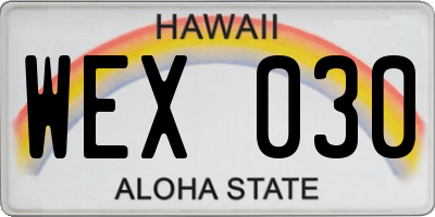 HI license plate WEX030
