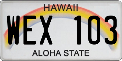 HI license plate WEX103