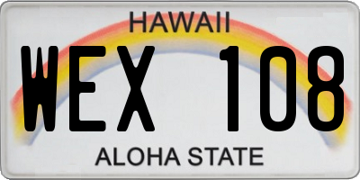HI license plate WEX108