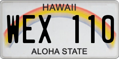 HI license plate WEX110