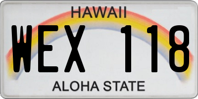 HI license plate WEX118