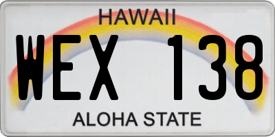 HI license plate WEX138