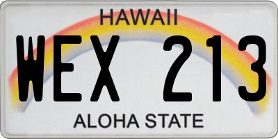 HI license plate WEX213