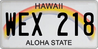HI license plate WEX218