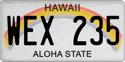 HI license plate WEX235