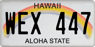 HI license plate WEX447