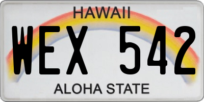 HI license plate WEX542