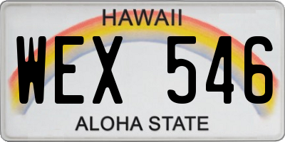 HI license plate WEX546