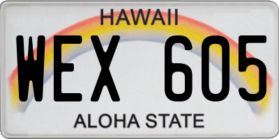 HI license plate WEX605