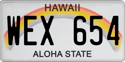 HI license plate WEX654