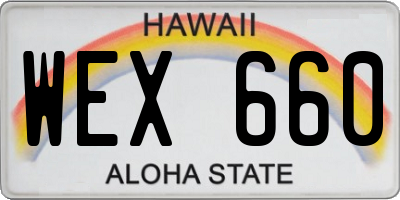 HI license plate WEX660