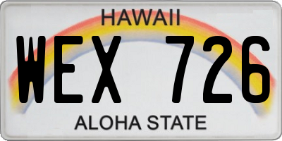 HI license plate WEX726
