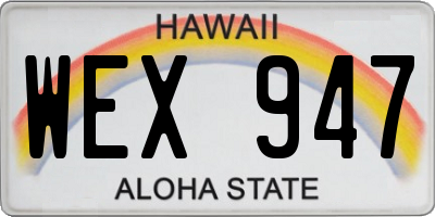 HI license plate WEX947