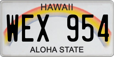 HI license plate WEX954
