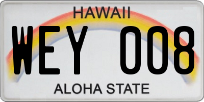 HI license plate WEY008