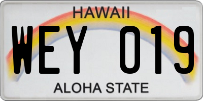 HI license plate WEY019