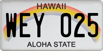 HI license plate WEY025