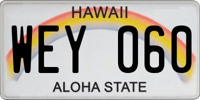 HI license plate WEY060