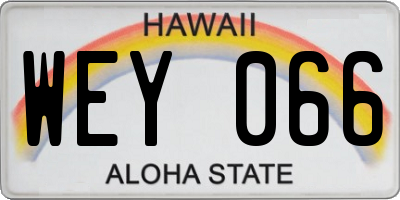 HI license plate WEY066
