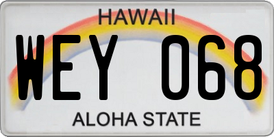HI license plate WEY068