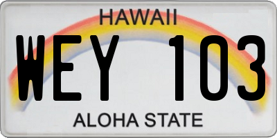 HI license plate WEY103